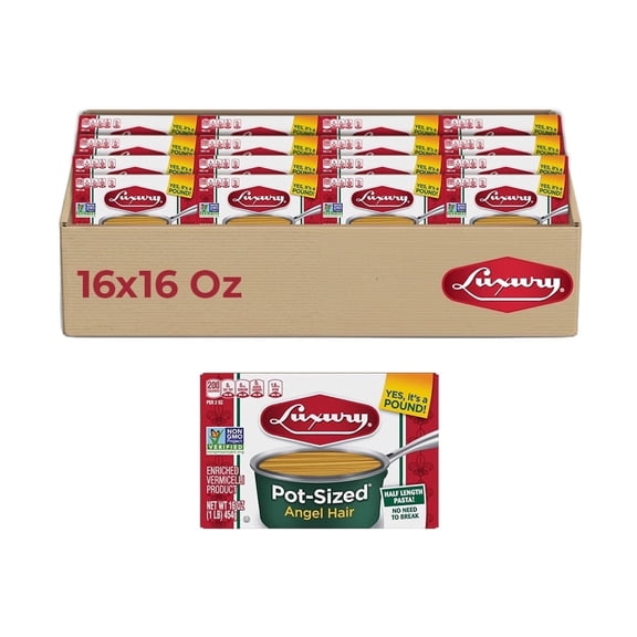 Luxury angel hair Pasta, 16-Pack (16 oz Each)  Thin Pasta for Light Sauces, Soups & Classic Italian inspired dishes