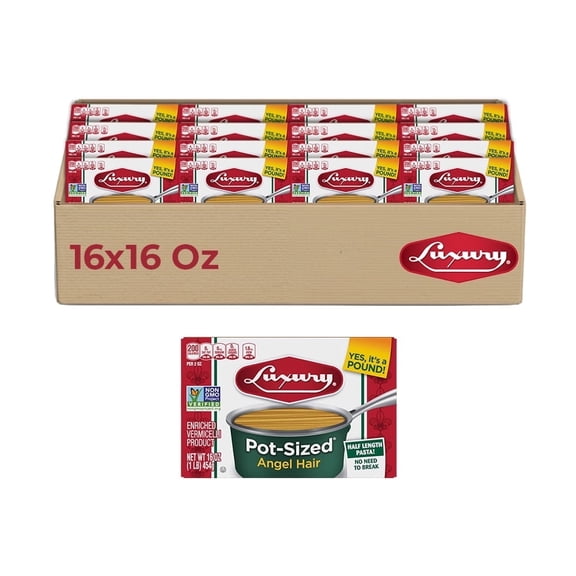 Luxury angel hair Pasta, 16-Pack (16 oz Each) Thin Pasta for Light Sauces, Soups & Classic Italian inspired dishes