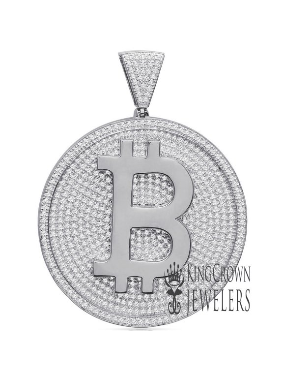 Luxury Car Logo Pendant Real Silver Simulated Diamonds 10k Solid White Gold Finish Custom Medallion 3 Inch