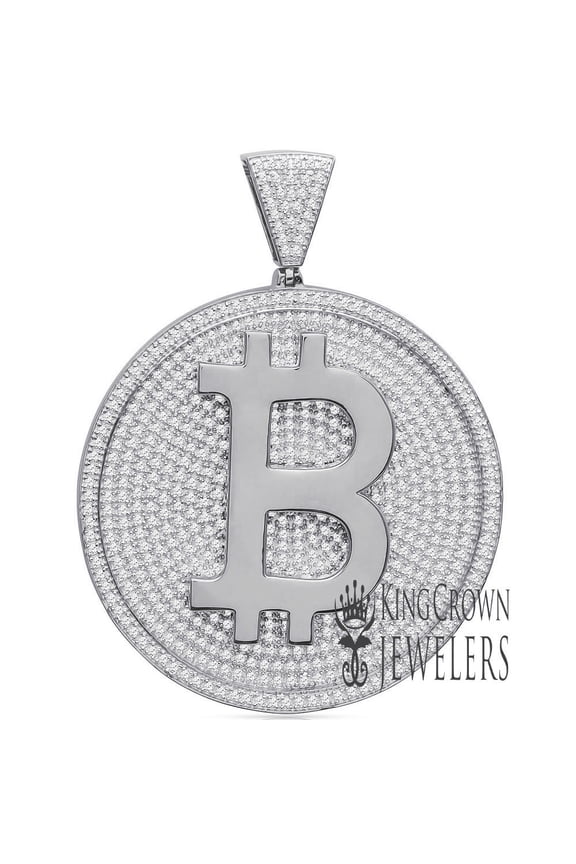 Luxury Car Logo Pendant Real Silver Simulated Diamonds 10k Solid White Gold Finish Custom Medallion 3 Inch