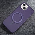 thumbnail image 1 of Luxury Carbon Fiber Case for iPhone 14, Magnetic Compatible Slim Cover with 360° Invisible Ring Stand, Lightweight Shockproof Protective Phone Case - Purple, 1 of 13