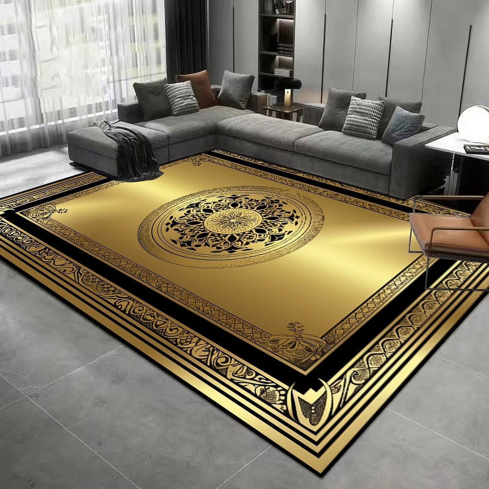 Parlour Rug Luxury Carpets for Living Room Modern European Black Gold Rug Parlour ...