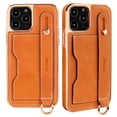 thumbnail image 1 of Luxury Case Compatible with iPhone 12 Pro / 12 6.1" Case with Adjustable Wristband Kickstand and Card Holder, Designer Classic Retro Pattern PU Leather Wrist Strap Wristband Card Slots Case,Orange, 1 of 5