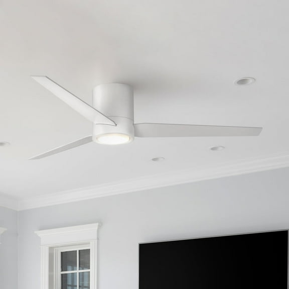 Luxury Casual Ceiling Fan, Large Size: 9.75''H x 56''W, with Contemporary Style Elements, Satin White Finish, UHP9410 from the Camden Collection by Urban Ambiance