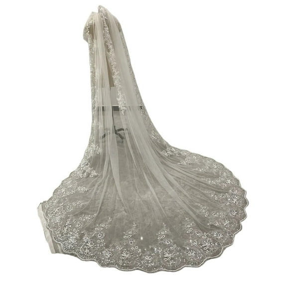 Luxury Cathedral Length Bridal Veils One Layer White or Long Wedding Veil for Bride with Metal Comb