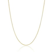 Luxury Chain Co. Classic Italian 18K Gold Plated Sterling Silver Box Chain Necklace, 0.8mm Thin, 20-Inch