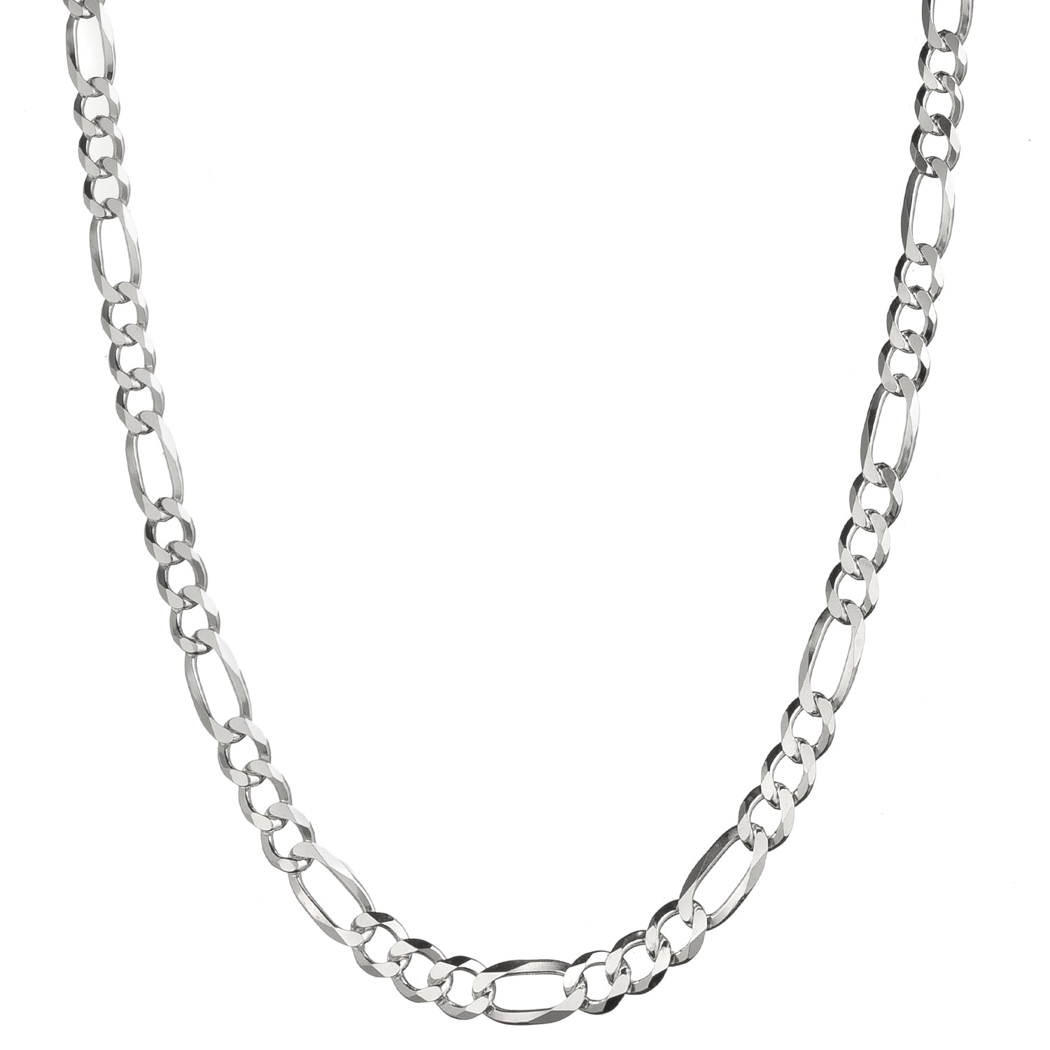 Luxury Chain Co. Men's Sterling Silver Italian 7mm Figaro Chain Necklace, 22