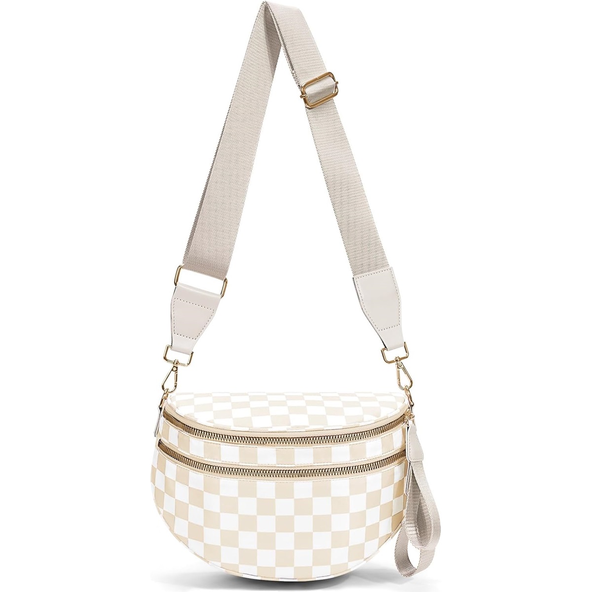 Luxury Checkered Crossbody Bag,Spacious Bum Bags for Women Nylon Crossbody Fanny Packs Checkered Purse Belt Wallet