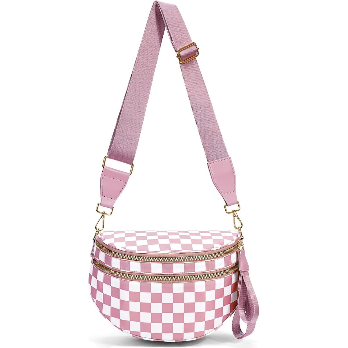 Luxury Checkered Crossbody Bag,Spacious Bum Bags for Women Nylon Crossbody Fanny Packs Checkered Purse Belt Wallet