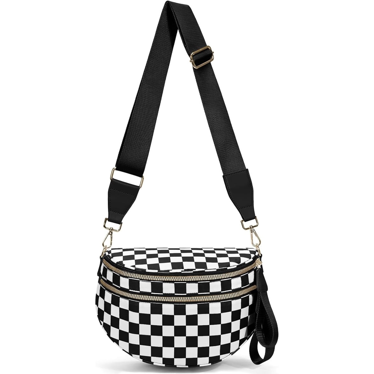 Luxury Checkered Crossbody Bag,Spacious Bum Bags for Women Nylon Crossbody Fanny Packs Checkered Purse Belt Wallet