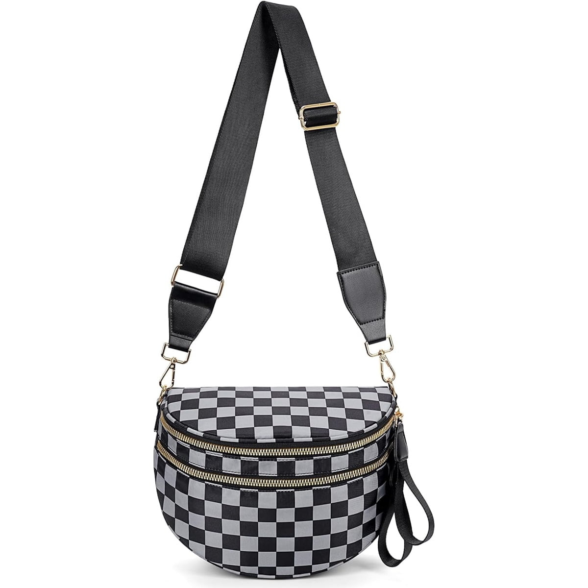 Luxury Checkered Crossbody Bag,Spacious Bum Bags for Women Nylon Crossbody Fanny Packs Checkered Purse Belt Wallet