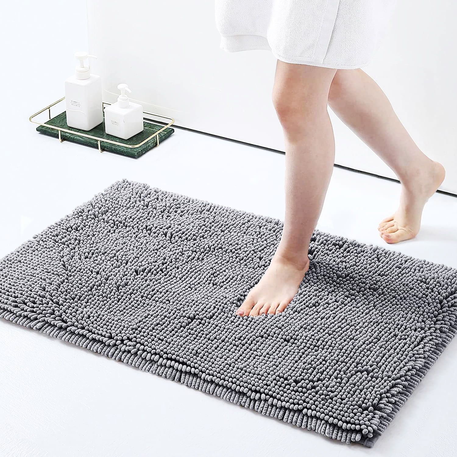 Overfox Bath Rug Runner Long Bathroom Rug Large Size Plush Shaggy Bathroom  Runner Rug 20 x 31 Non-Slip Bath Rug Runner Extra Soft & Absorbent Thick  Shaggy Floor Mats, Machine Washable, Beige 