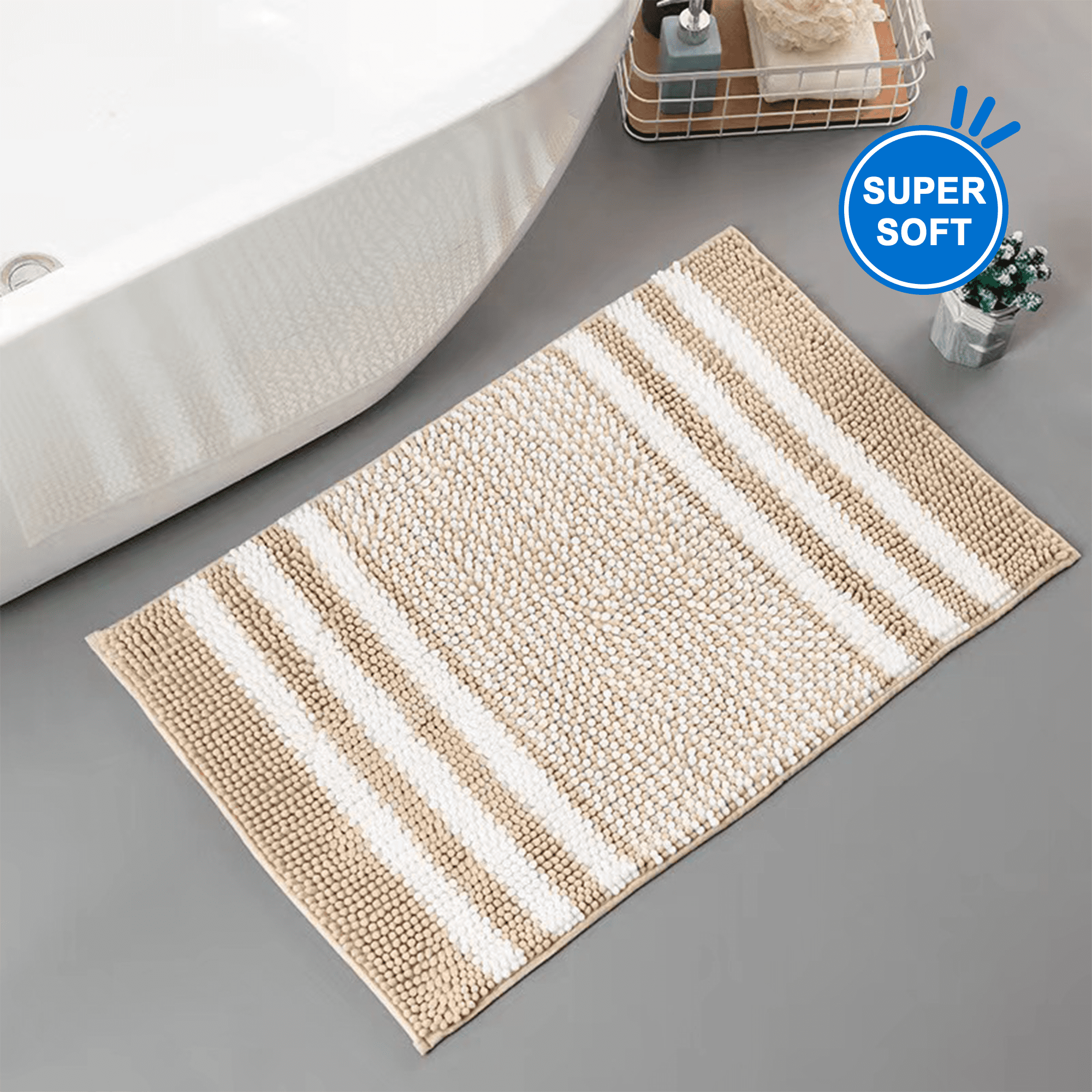 Luxury Chenille Bathroom Rug Mat，Extra Soft Thick Absorbent Shaggy Bath ...