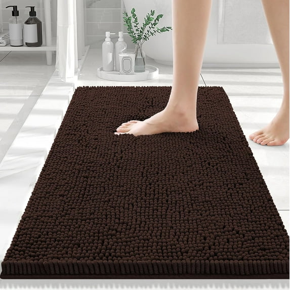 Luxury Chenille Bathroom Rugs 24x16, Extra Soft and Absorbent Shaggy Bath Mat, Machine Washable, Non-Slip Plush Carpet Runner for Tub, Shower, and Floor, Home Decor Accessories, Sage Green