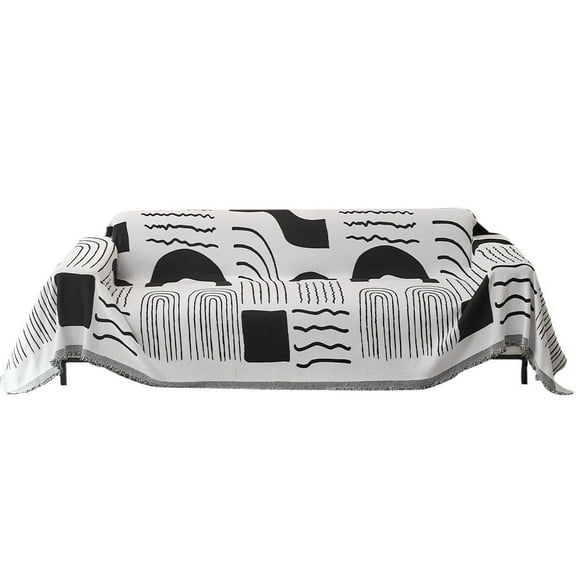 Luxury Chenille Couch Cover for Living Room, Boho Couch Cover with Tassels, L-Shaped Sectional, Durable Soft Slipcover for Dogs, Cats 1 Piece Universal Furniture Cover (71" x 91")