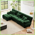 thumbnail image 1 of Luxury Chenille Green L-Shaped Modular Sectional Sofa with Convertible Ottoman - Deep Seat Cloud Couch for Living Room, 1 of 19
