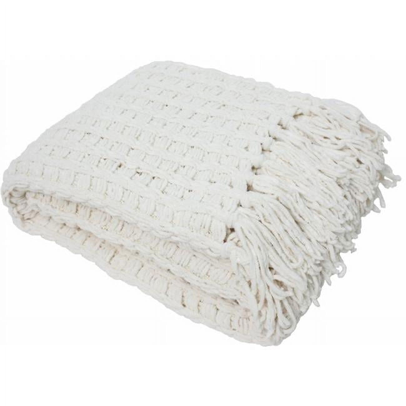 Luxury Chenille Throw With Tassels Cream 50 x 60 in. Walmart