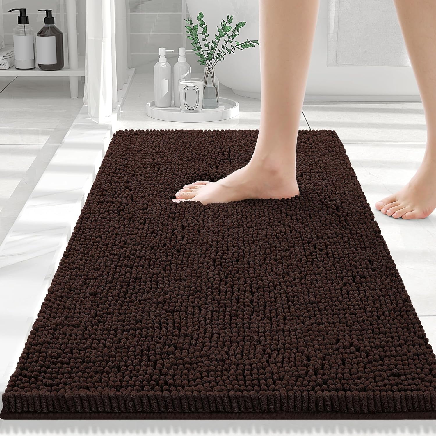 Luxury Chenille Toilet Rugs U-Shaped 24x24, Soft Absorbent Non-Slip ...