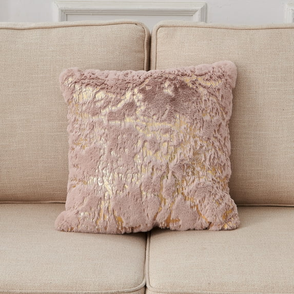 Queen Size Blankets Luxury Chinchilla Faux Fur Gilded Dust Pink Pillow (22 In. x 22 In.),King Size Blankets