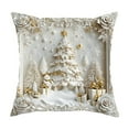 thumbnail image 1 of Taicans Luxury Christmas Decorative Throw Pillow Covers 18x18in,Embossed Christmas Tree & Snowman Winter Scene,Gold Accents,White Frame,Holiday Home Decor,Couch Sofa Decoration, 1 of 8