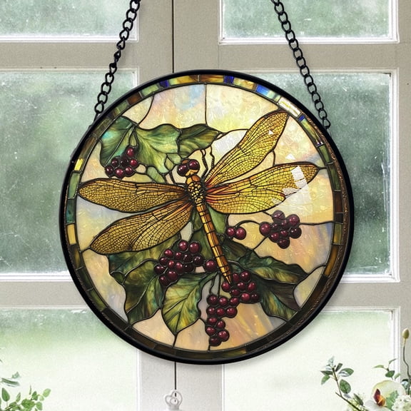 Luxury Christmas Gift - Dragonfly Plant Christmas Stained Glass Hanging Ornament - Heirloom Holiday Tree Decor, Ideal Gift for Mom, Dad, Friends, Family 2025