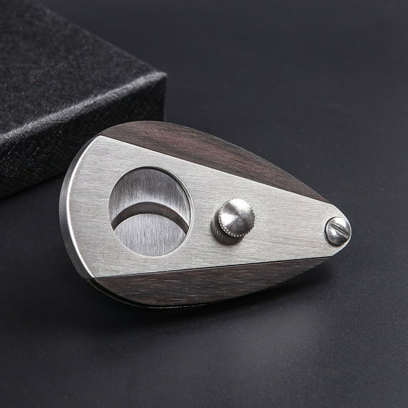 Luxury Cigar Cutter Double Blade Guillotine Stainless Steel with Wood Grain Cigar Accessories Gift for Smokers (Type C)