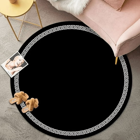 Luxury Classical Round Living Room Rug Simple Black White Bedroom Carpet Toilet Washroom ration Rugs Comfortable Floor Mats