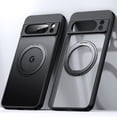 thumbnail image 1 of Luxury Clear for Google Pixel 8 Pro Case with Magnetic Kickstand, Compatible with MagSafe Adjustable Ring Holder Soft TPU Shockproof Non-Yellowing Case Cover for Google Pixel 8 Pro, Black, 1 of 8