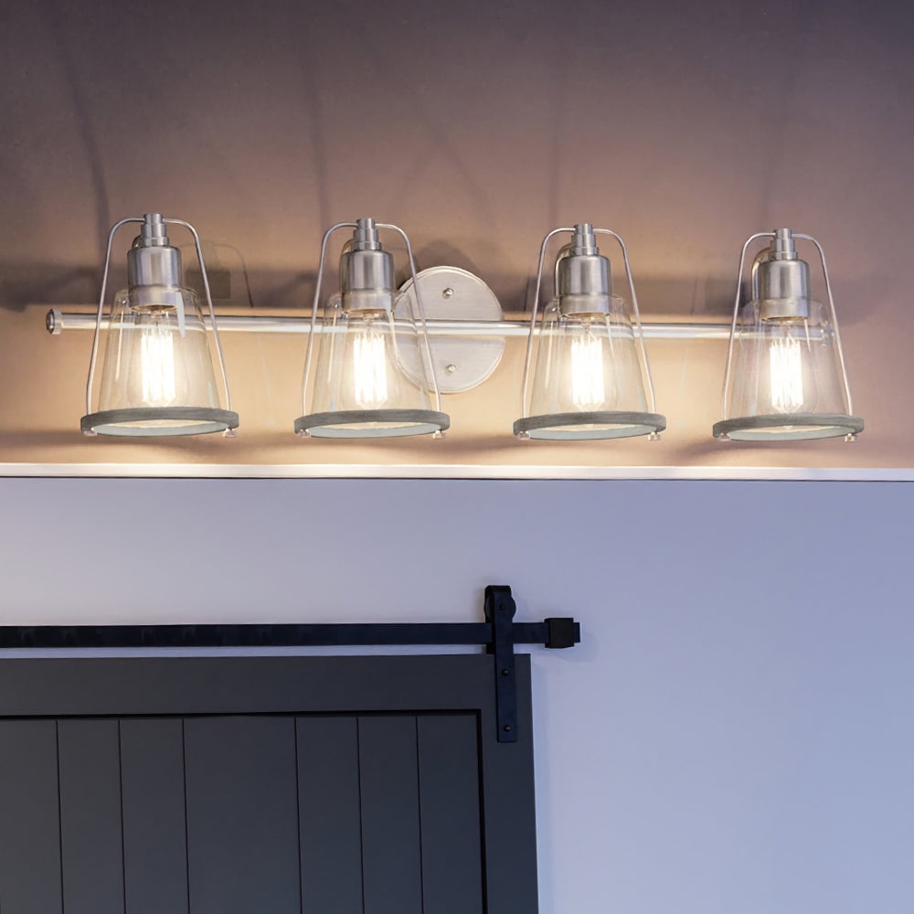 Luxury Coastal Bath Light, 8.25H x 33W, with Nautical Style, Brushed Nickel, UHP4073 by Urban Ambiance