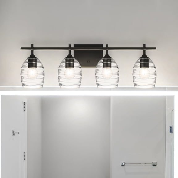 Luxury Coastal Bath Light, Large Size: 9.25''H x 29.00''W, with Transitional Style Elements, Matte Black Finish, UQL5512 from the Northbridge Collection by Urban Ambiance