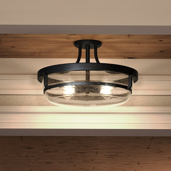 Luxury Coastal Indoor Ceiling Light, 12.00''H x 19.00''W, with Nautical Style Elements, Traditional Design, Parisian Bronze Finish and Clear Seeded Glass, UQL3782