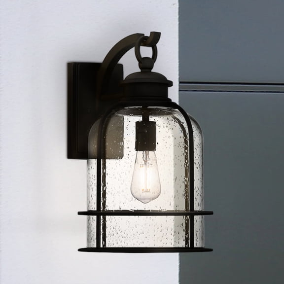 Luxury Coastal Wall Sconce, Small Size: 16.5''H x 10''W, with Nautical Style Elements, Earth Black Finish, UQL1942 from the Lausanne Collection by Urban Ambiance