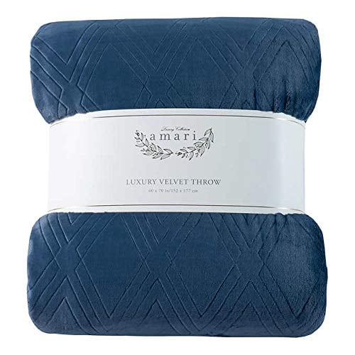 Amari Luxury Collection Navy Blue Polyester Throw, 60” x 70”
