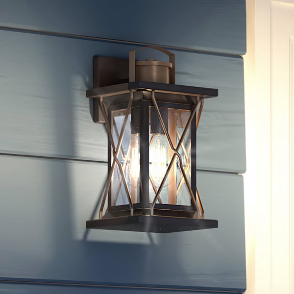 Luxury Colonial Outdoor Wall Sconce, 13''H x 6.125''W, with Tudor Style Elements, French Country Design, Olde Bronze Finish and Shatterproof Glass, UHP1232