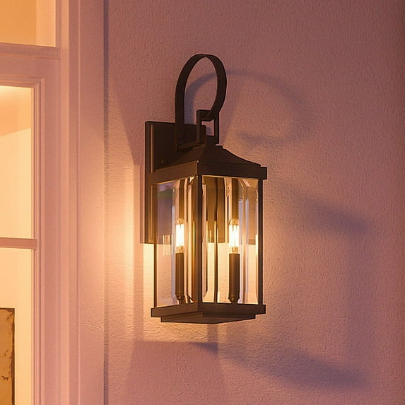 Luxury Colonial Outdoor Wall Sconce, 21.75''H x 7''W, with Farmhouse Style Elements, Tuscan Design, Olde Bronze Finish and Glass, UHP1193