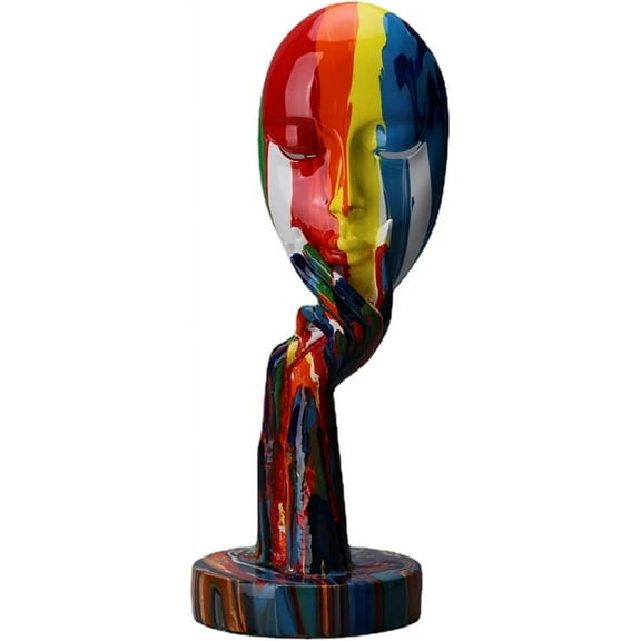 Luxury Colorful Feminine Decor Modern Sculptures Thinker Statue Abstract Art Home Decor Decorative Living Room Contemporary Center Table Shelf Decor (Small 11.8x4.3x4.3in)