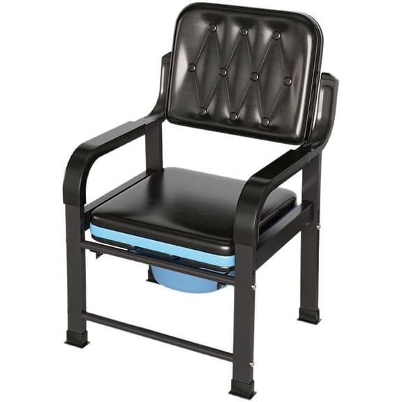 Luxury Comfort Commode Chair with Upholstery Heavy Duty Bedside Commode Chair, Senior Bathroom Safety Frame Commode Seat (22.05 InX 17.32 in X 25.21 in)