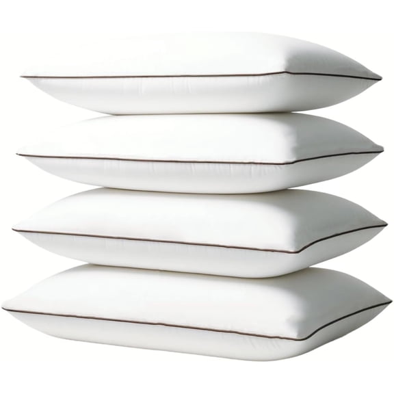 Luxury Comfort Set of 4  Size Bed Pillows -  Polyester Microfiber Material -  Sleep Support for Side, , and  Sleepers - 18 x 28 inches, 45 cm x 70 cm