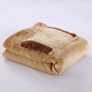 Luxury Comfort USB Heated Flannel & Lambswool Electric Blanket, 31.5"x23.6", Golden Caramel Lux