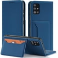thumbnail image 1 of Luxury Comfortable Skin-Friendly PU Phone Case with Wallet and Card Slot Bracket, for Samsung Galaxy A12 A13 A22 A23 A32 A42 4G 5G Shockproof Full-Body Protective Cover(Blue,A42 5G), 1 of 8