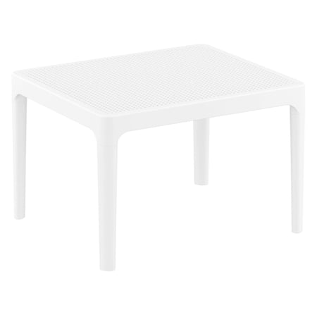 Luxury Commercial Living 23.5" White Rectangular Outdoor Patio Side Table