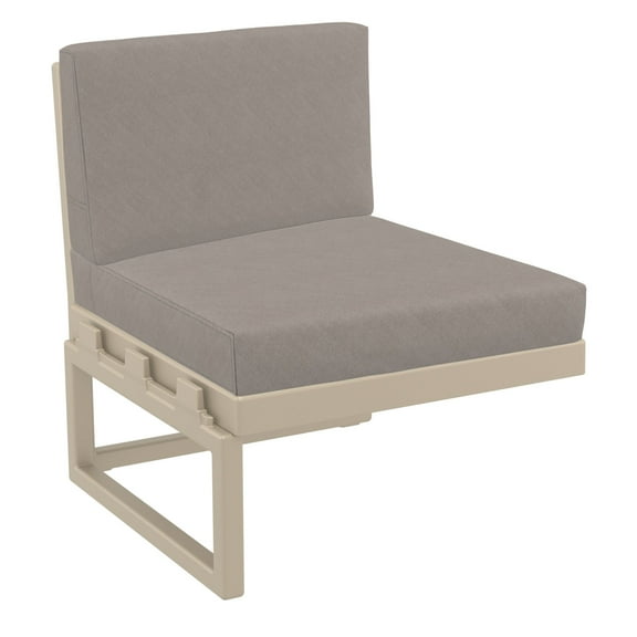 Luxury Commercial Living 30" Taupe Outdoor Patio Extension Lounge Chair with Sunbrella Cushion