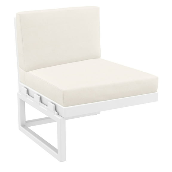 Luxury Commercial Living 30" White Outdoor Patio Extension Lounge Chair with Natural Sunbrella