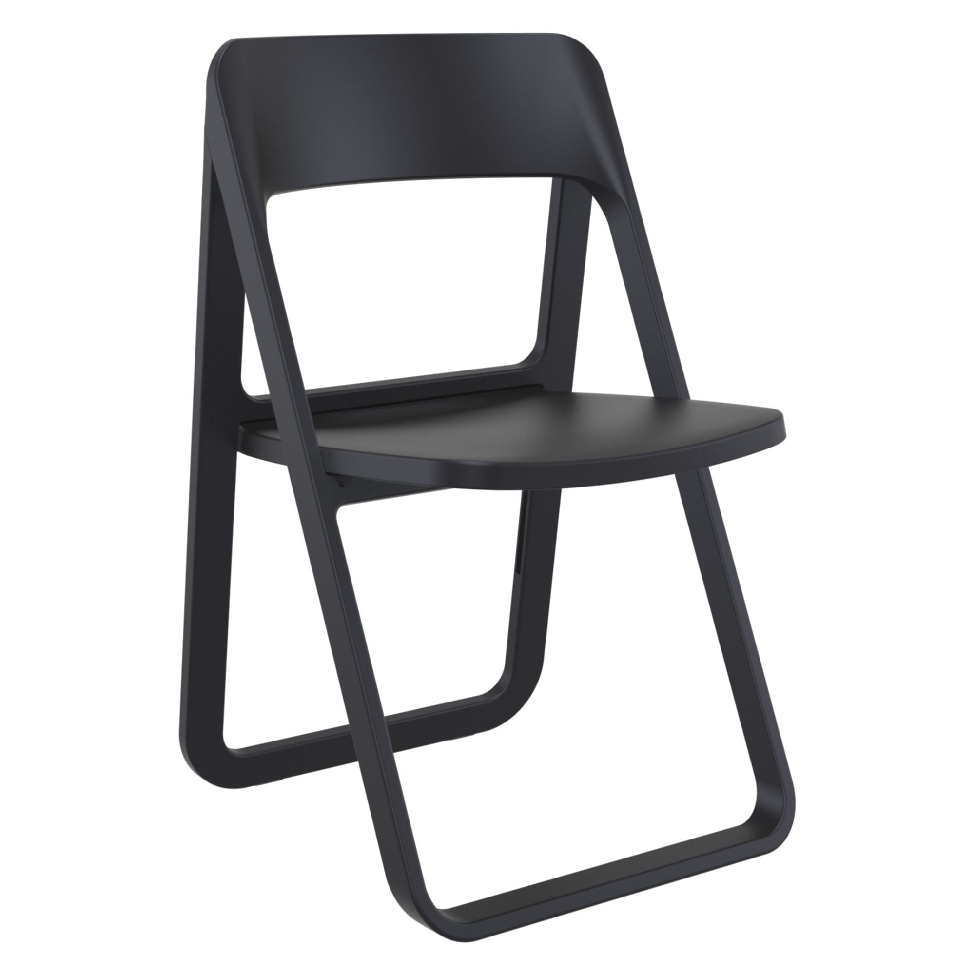 Luxury Commercial Living 32.25" Black Solid Outdoor Resin Folding Chair