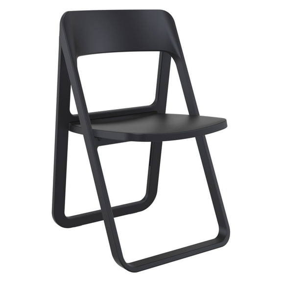 Luxury Commercial Living 32.25" Black Solid Outdoor Resin Folding Chair