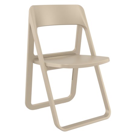 Luxury Commercial Living 32.25" Taupe Brown Solid Outdoor Resin Folding Chair