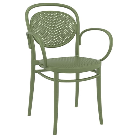Luxury Commercial Living 33.5" Olive Green Stackable Outdoor Patio XL Arm Chair