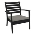 thumbnail image 1 of Luxury Commercial Living 35" Black Outdoor Patio Club Armchair with Taupe Sunbrella Cushion - Extra, 1 of 9
