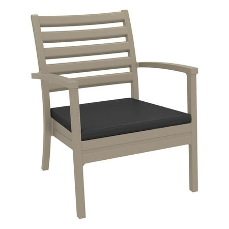 Luxury Commercial Living 35" Taupe Outdoor Patio Club Armchair with Charcoal Sunbrella Cushion -