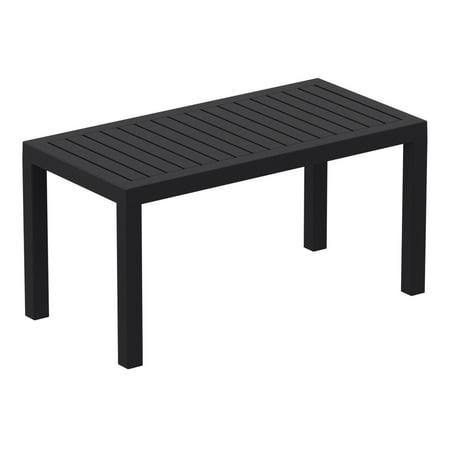 Luxury Commercial Living 36" Black Patio Solid Rectangular Patio Resin Coffee Table